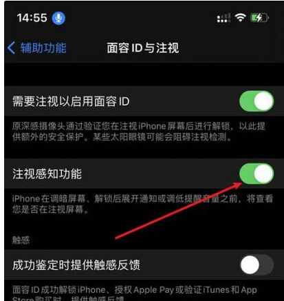 珲春苹果14维修网点分享iPhone14注视感知功能有什么用 